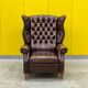 Brown vintage handmade chesterfield recliner armchair