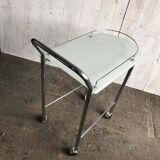 Chrome and transparent glass rolling dessert trolley, French Regency style from the 1960s.