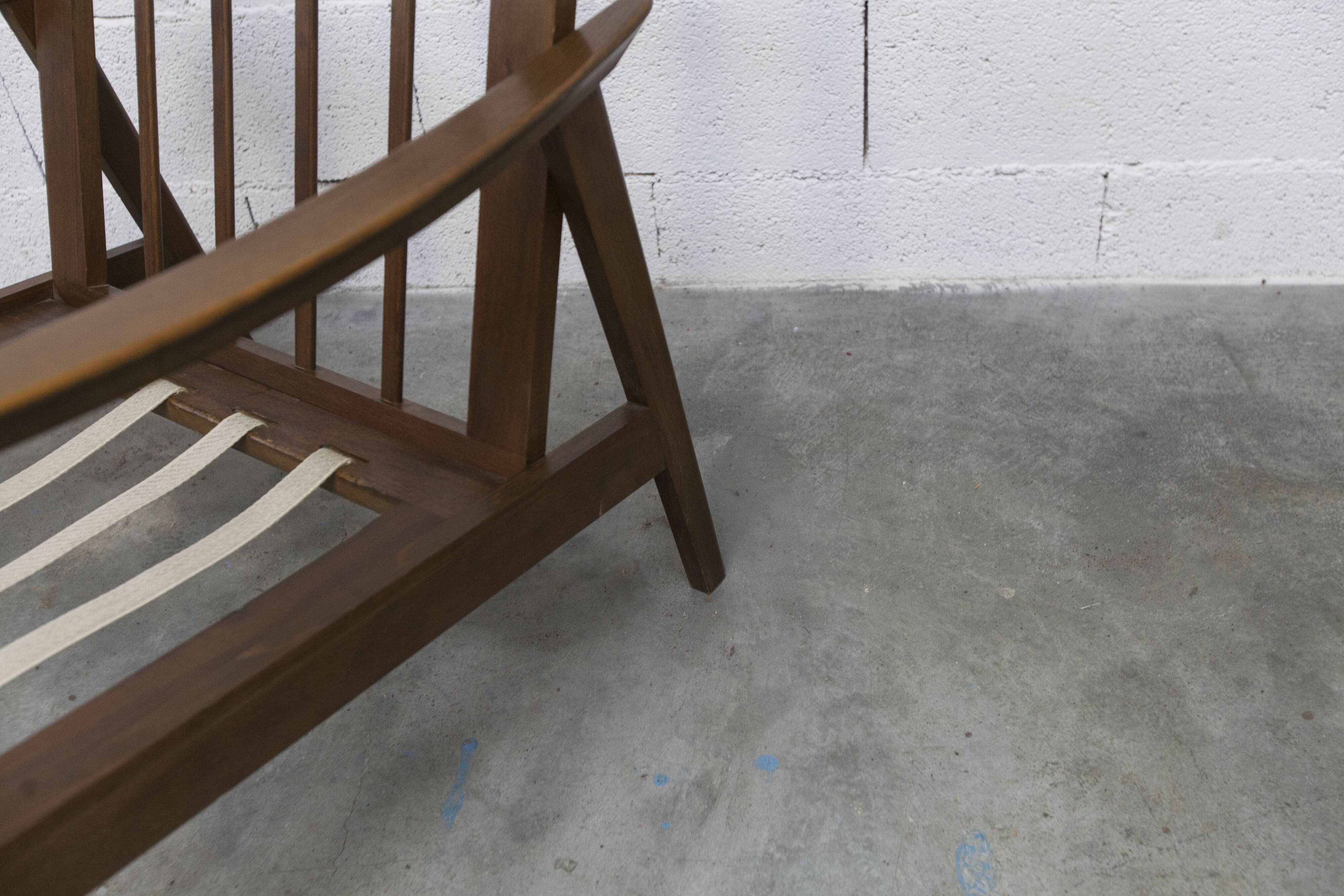 Scandinavian teak armchair, 1960s, demountable, with tartan fabric