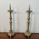 Pair of Large Brass Altar Candlesticks with Baluster Shaft and Tripod Base