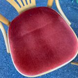 Pair of vintage 80s thonet Baumann style curved wood restaurant armchairs