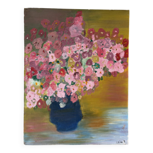 Bouquet de fleurs signé