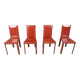Red leather dining chairs by De Couro Brazil, 1980s - set of 4