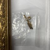 Cadre en bois doré, (XIXe s) huile sur acajou