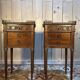 Pair of Louis XVI style bedside tables in white marble
