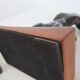 Pair of vintage leather & ceramic bookends