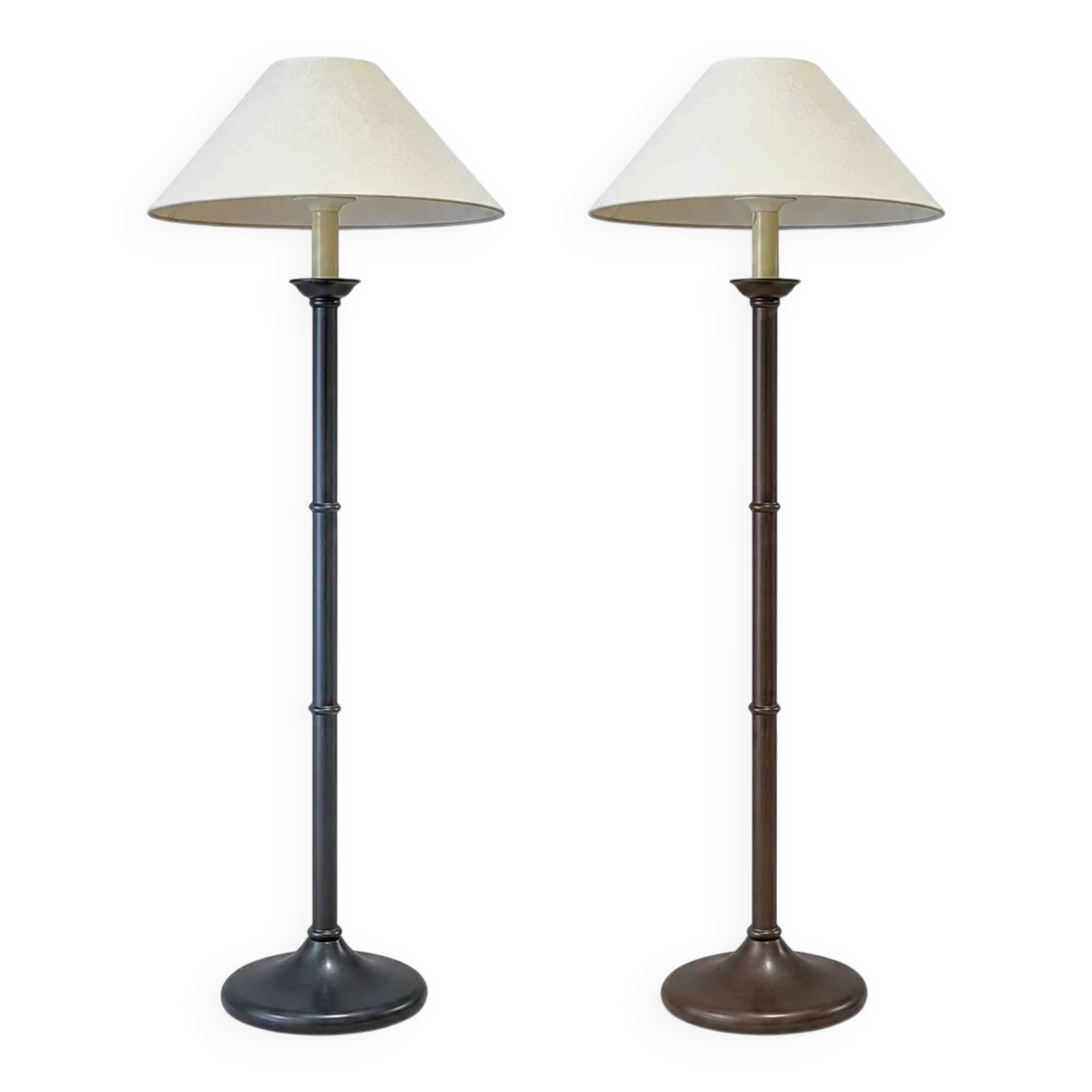 2 x lampes de table en bois imitation bambou / années 1980