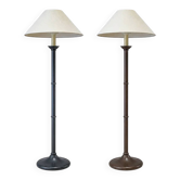 2 x Wooden faux bamboo table lamps / 1980s