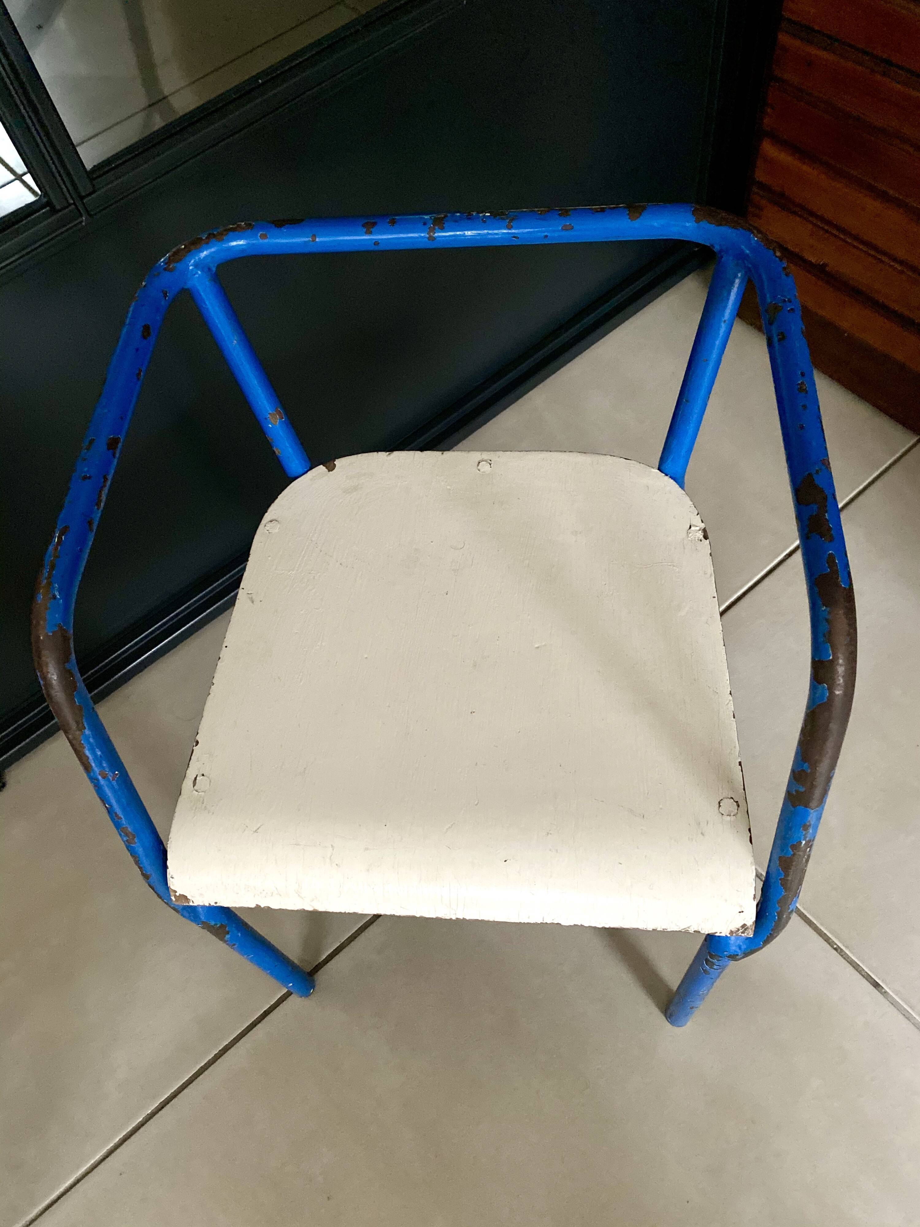 Blue metal child chair