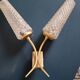 Golden metal wall light with 2 branches