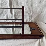 Art Deco wooden hat rack wall shelf with mirror
