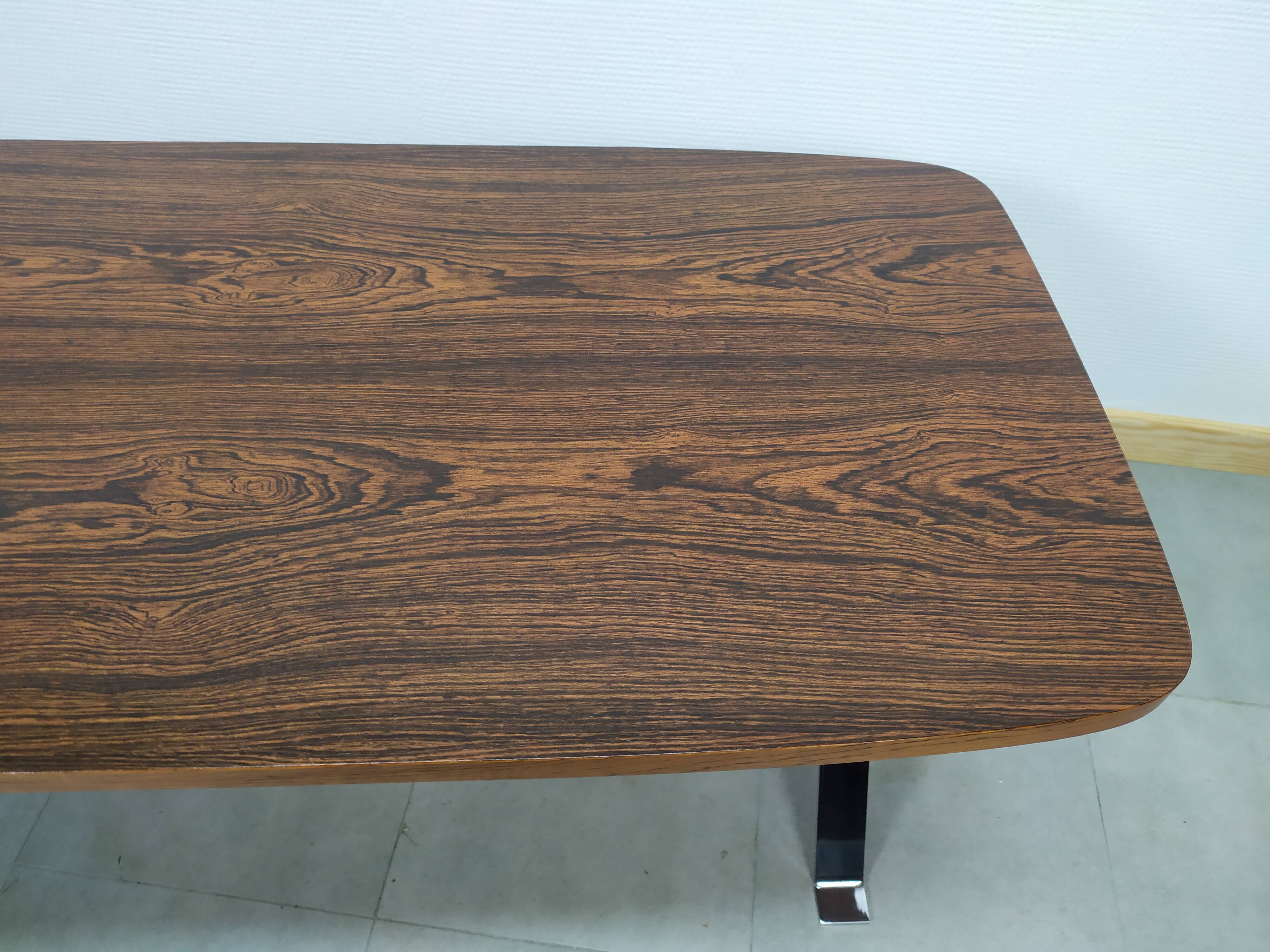 Table basse art déco vintage bois carrelage chrome