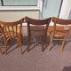 Set of 12 mismatched wooden bistro chairs