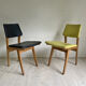 Set of 6 vintage chairs, black and green 1960
