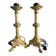 Pair of bronze candlesticks transformed into lamp bases