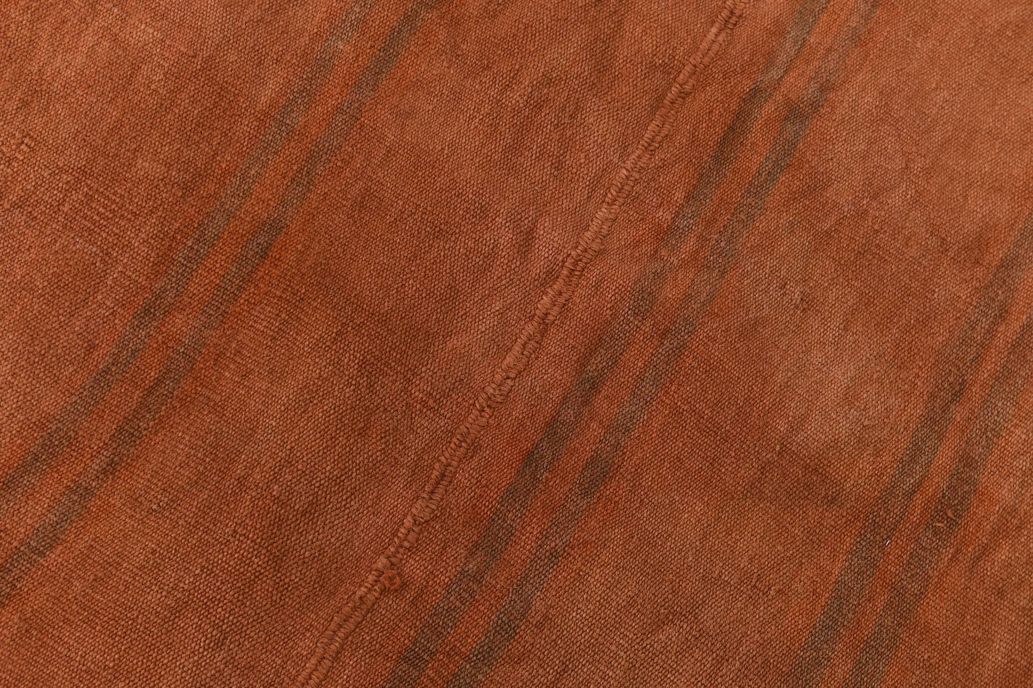 Terracotta Striped Modern Kilim Rug, 154x190Cm