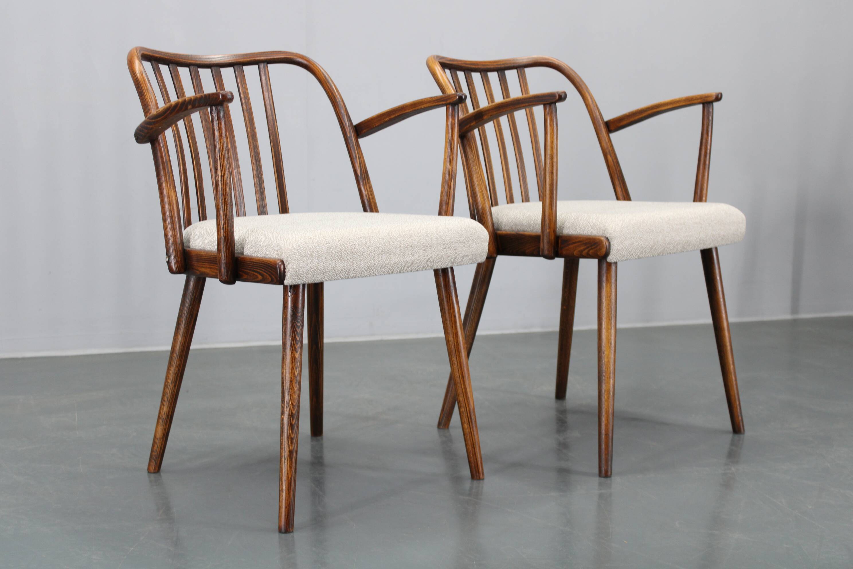 1960s Antonin Suman Set of Six Beech Dining Chairs, Restored