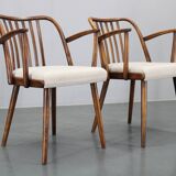 1960s Antonin Suman Set of Six Beech Dining Chairs, Restored