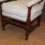 Fauteuil à crémaillère d'époque Louis XIV en noyer