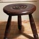 Tripod stool solid wood turned vintage