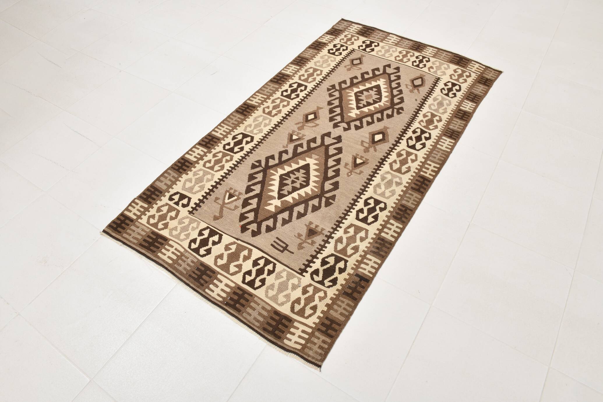 4x6 Kilim Vintage Oushak Area Kilim Rug, 103x192 Cm