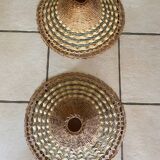 Set of 2 lampshades for rattan straw suspension