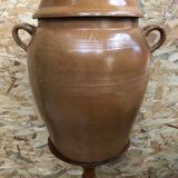 Ancien saloir pot 50l grès émaillé beige