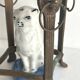 Small ancient glazed ceramic cat from the 19th century.