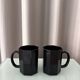 Vintage French Octagonal Black Glass Mugs | Set of 2 | Arc France | 1980s