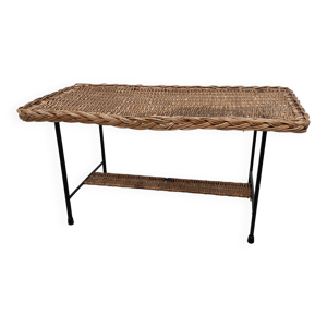 Table basse osier tressé - 1960