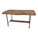 Woven wicker and metal coffee table 1960