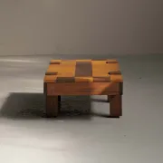 Table basse artisanale à plateau graphique, vers 1980