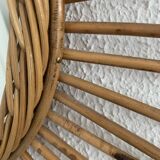 Vintage 1960s sunburst mirror, rattan, wicker, handmade - 55 cm