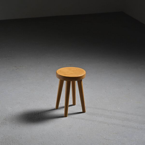 Tabouret en pin par René Martin, design des années 1960