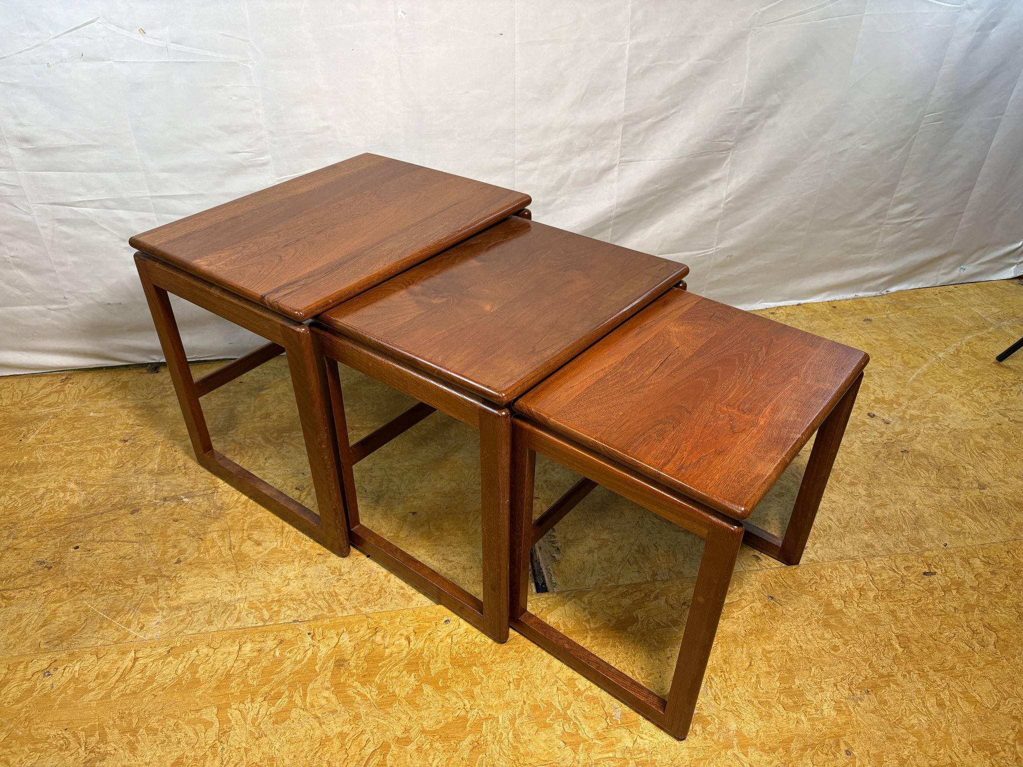 Mid-Century Retro Vintage Teak Nest of Tables 1960  Scandinavian-Inspired •