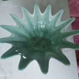 Murano-style opalescent glass basket with a silver metal base