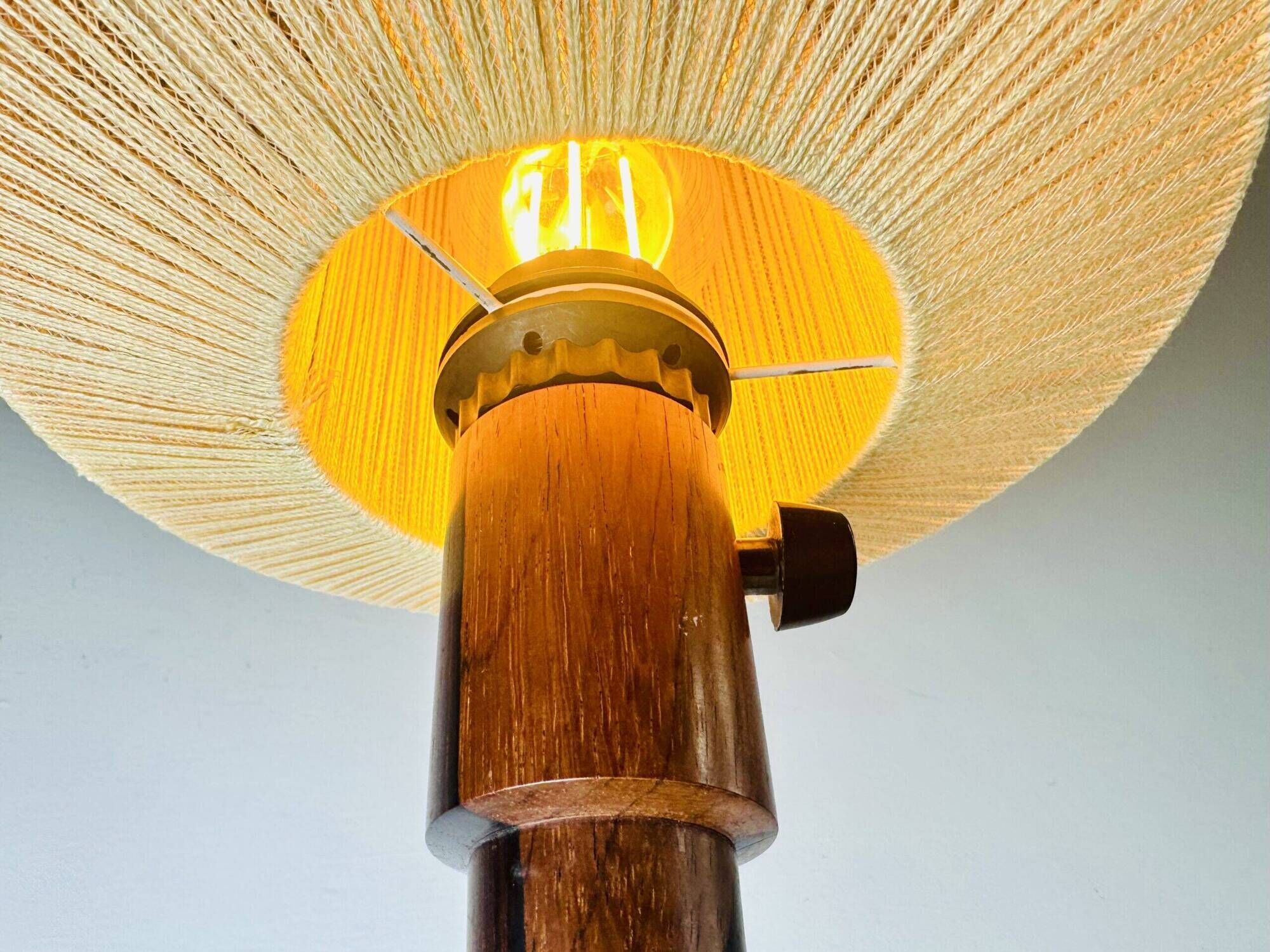 Large Size Wood & Sring Table Lamp By Uno & Östen Kristiansson For Luxus, Sweden 1960S