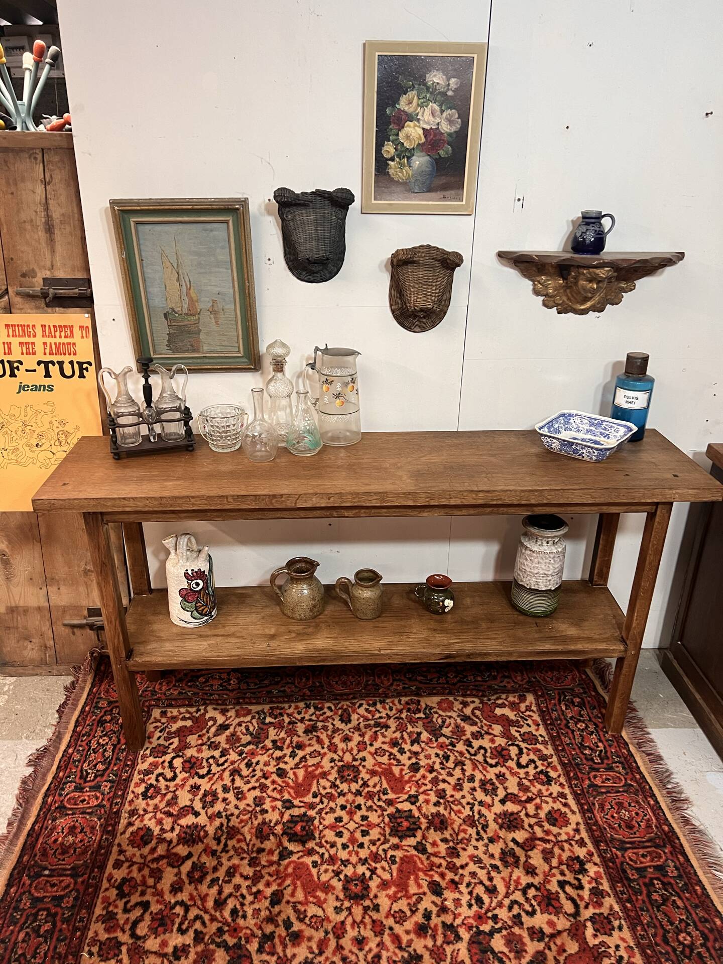 Ancienne console d’atelier en chêne
