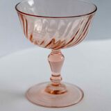 Set of 6 cups champagne rose vintage Rosaline pink swirl glass Arcoroc Luminarc France