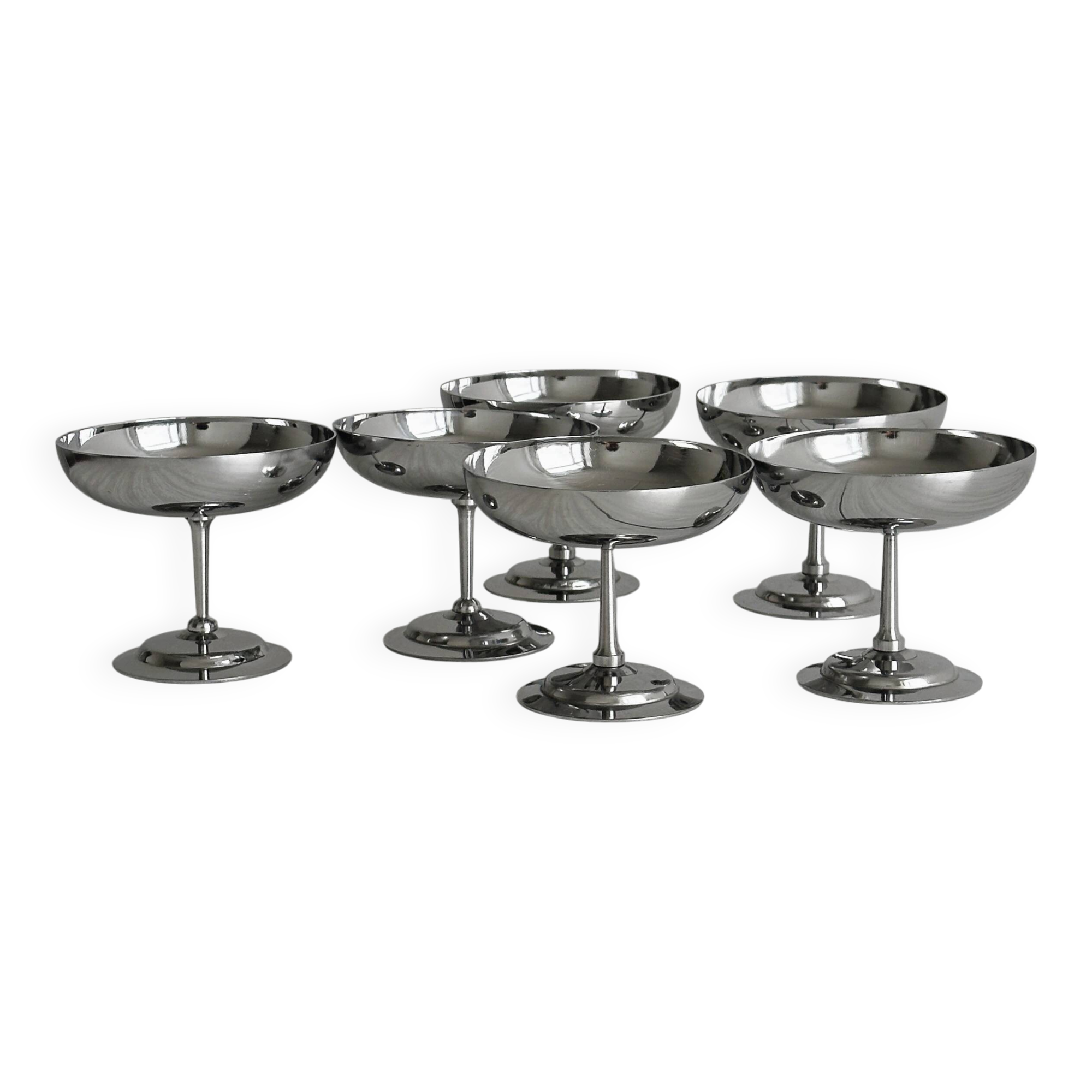 8 coupelles à glace en inox brillant