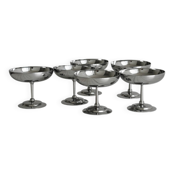 8 shiny stainless steel ice cream cups
