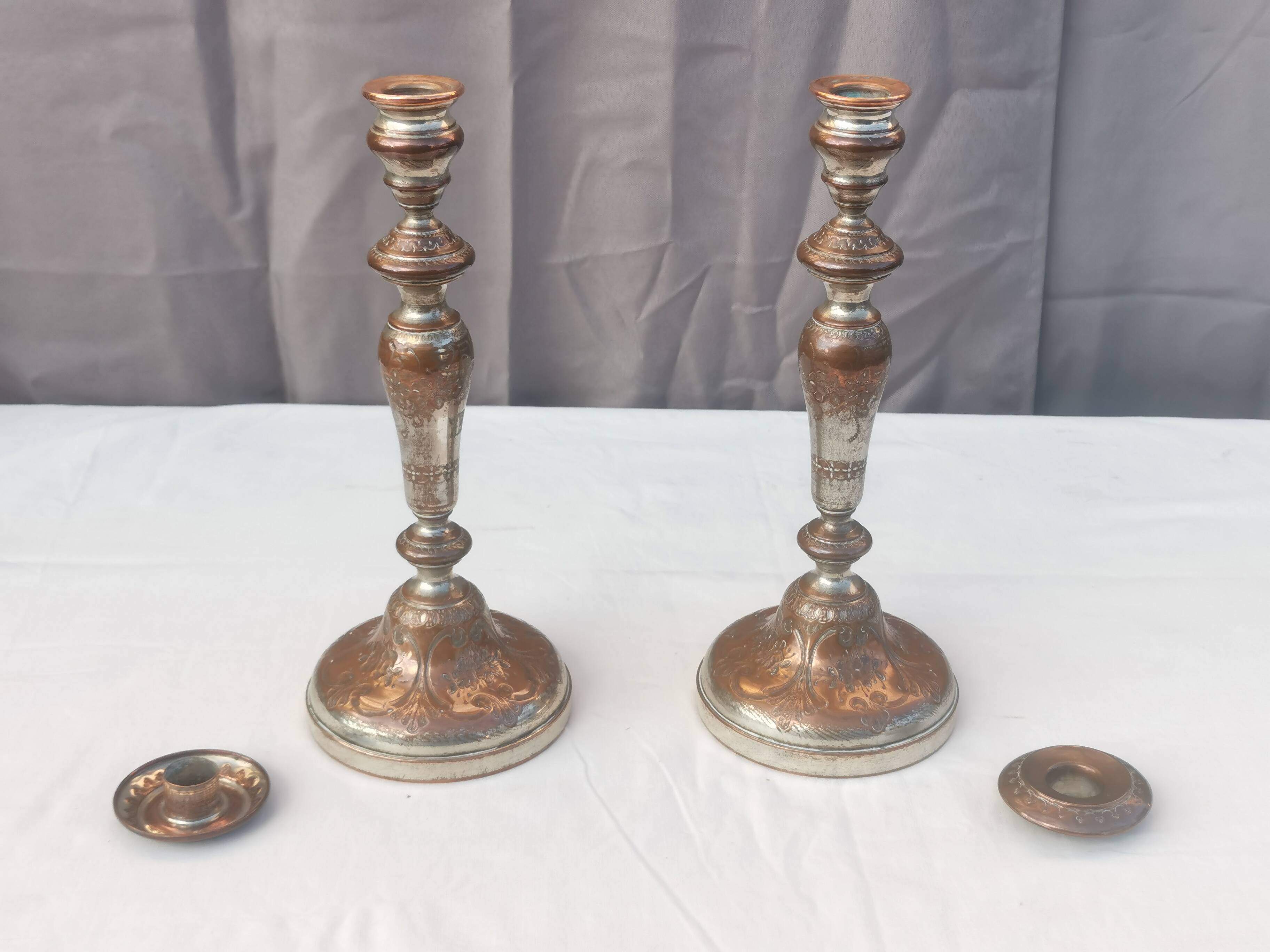 PAIR OF ANCIENT CANDLE HOLDERS