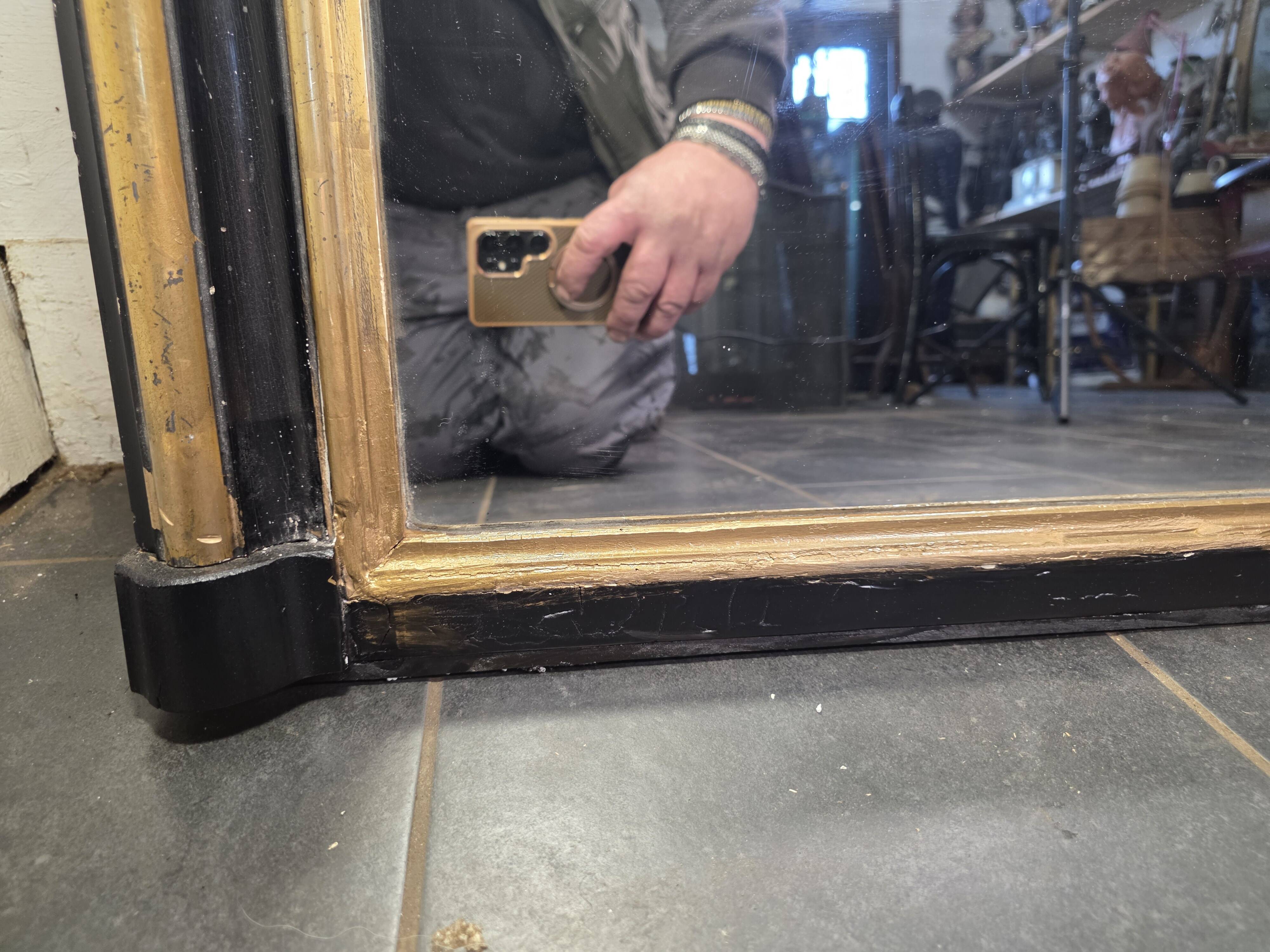 Napoleon III mirror from the 19th century with gold leaf, 190cm H