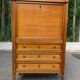 Secretary with drop-leaf in Louis XVI style, made of solid wood and brass, desk/commode.