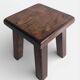 Vintage Rustic French Oak Stool in Pierre Chapo Style, Early 20th-C
