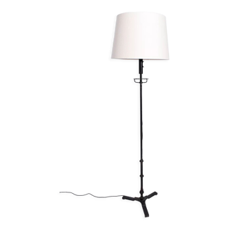 Tripod hammered iron floor lamp, 1960s