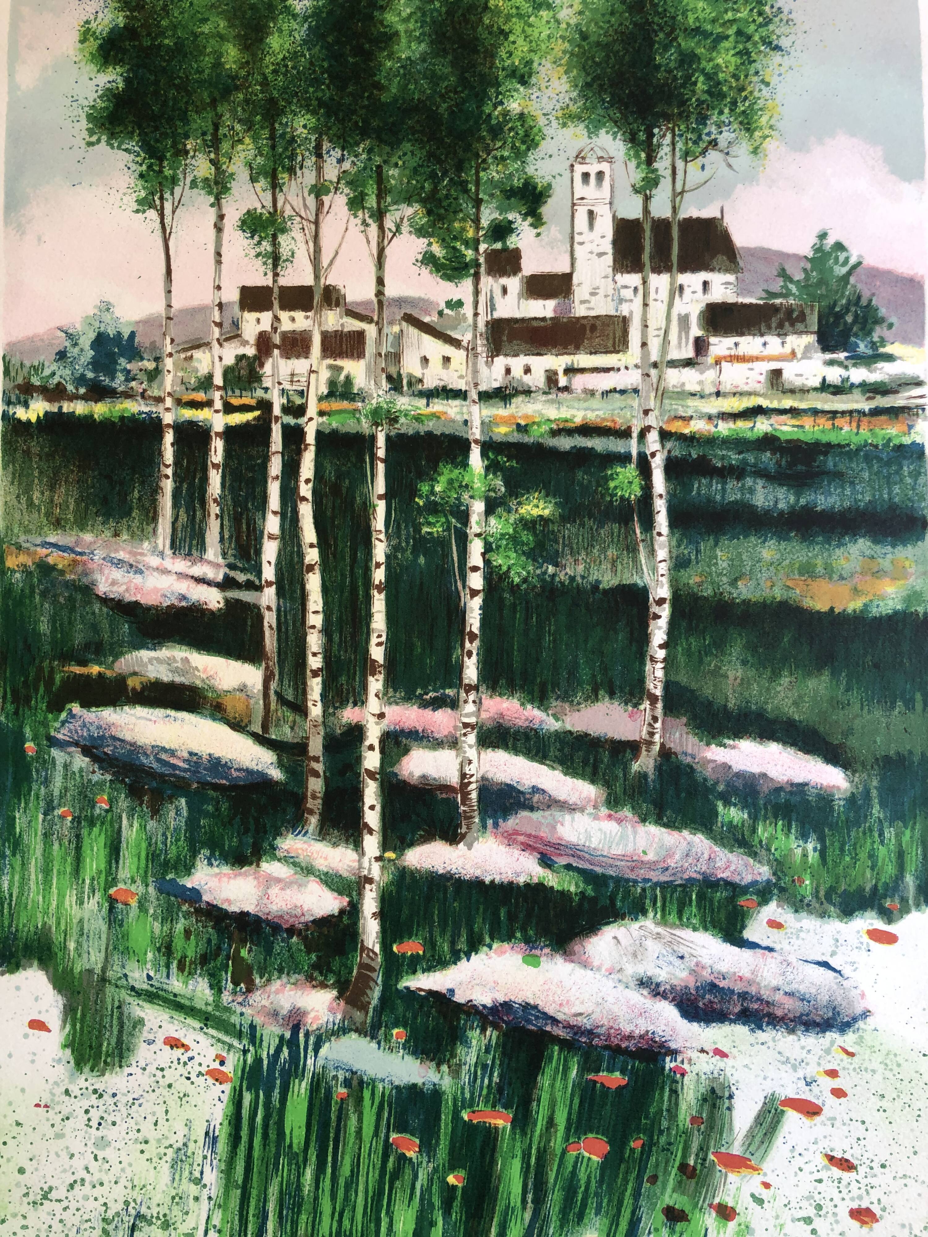 Illustration  paysage vue du village
