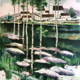 Illustration  paysage vue du village