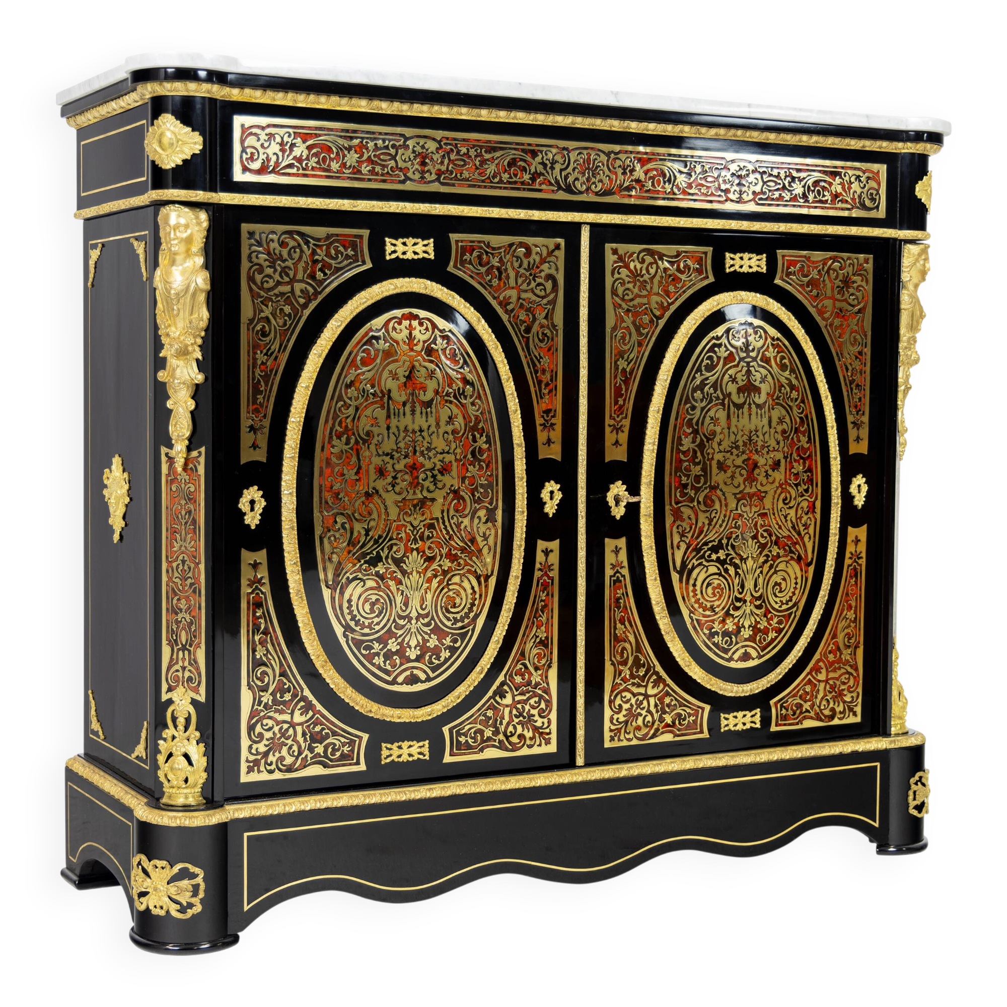 Commode Boulle style Louis XIV en écaille et laiton - XIXe