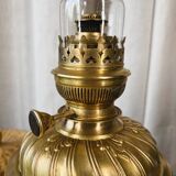 Large gilded brass oil lamp